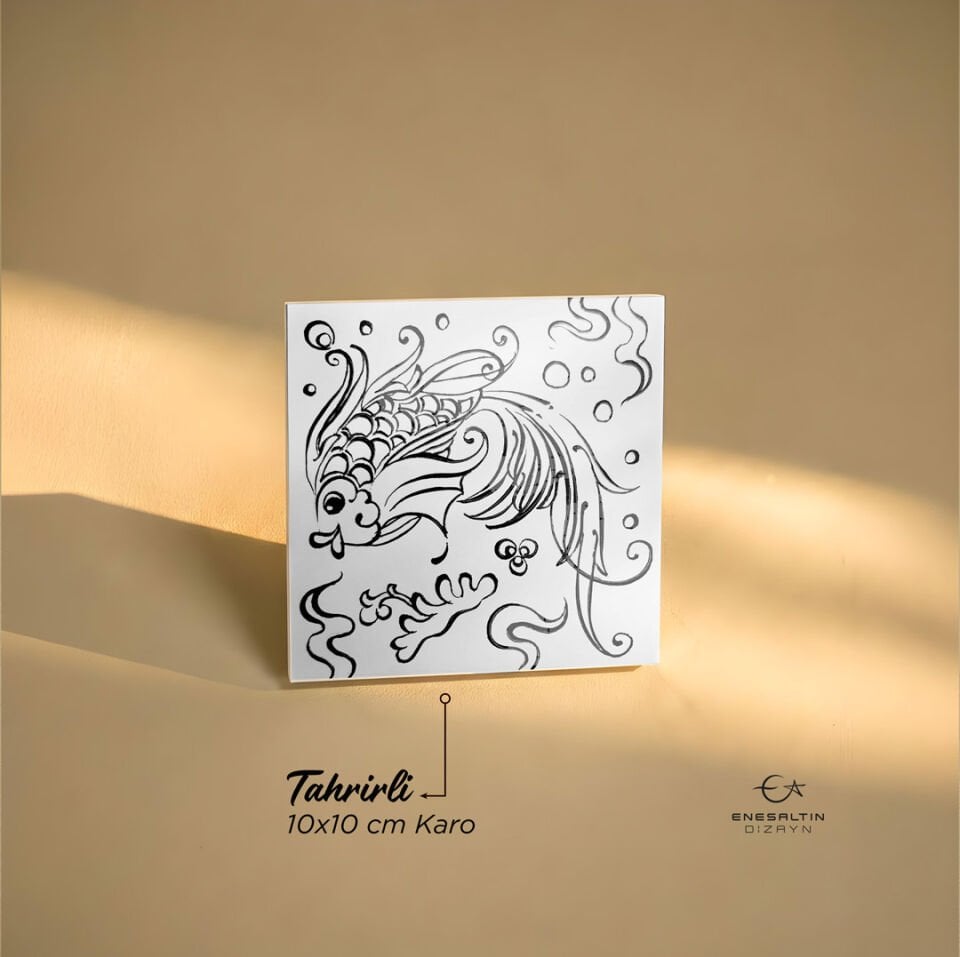 Tahrirli Ürün - Tek Beta Balık 10 x 10 cm Tahrirli Karo