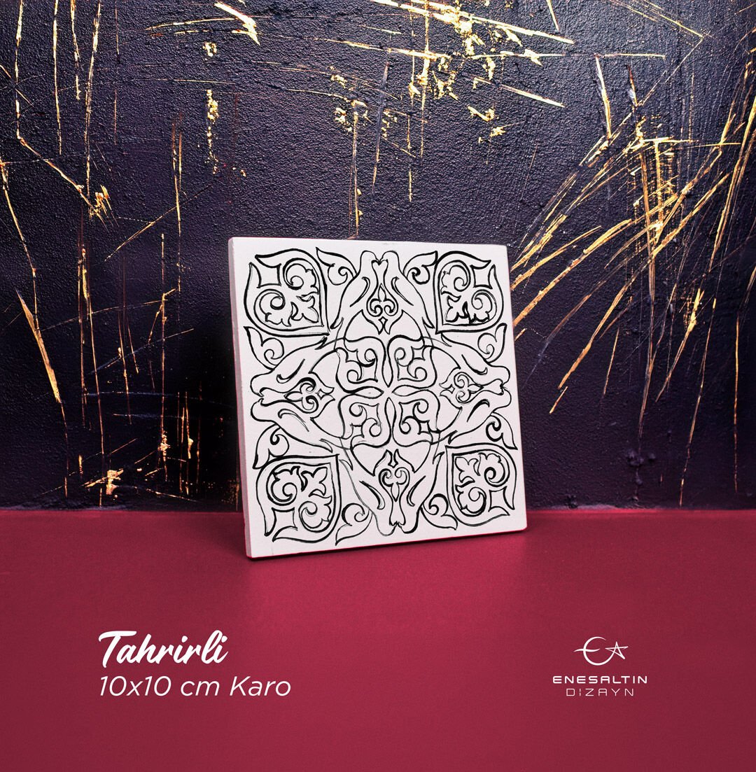 Tahrirli Ürün - Vintage Tarz (V-03) 10 x 10 cm Tahrirli Karo