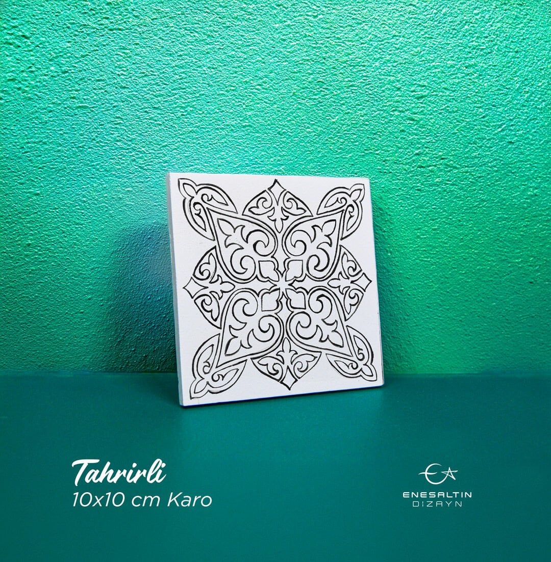 Tahrirli Ürün - Vintage Tarz (V-02) 10 x 10 cm Tahrirli Karo
