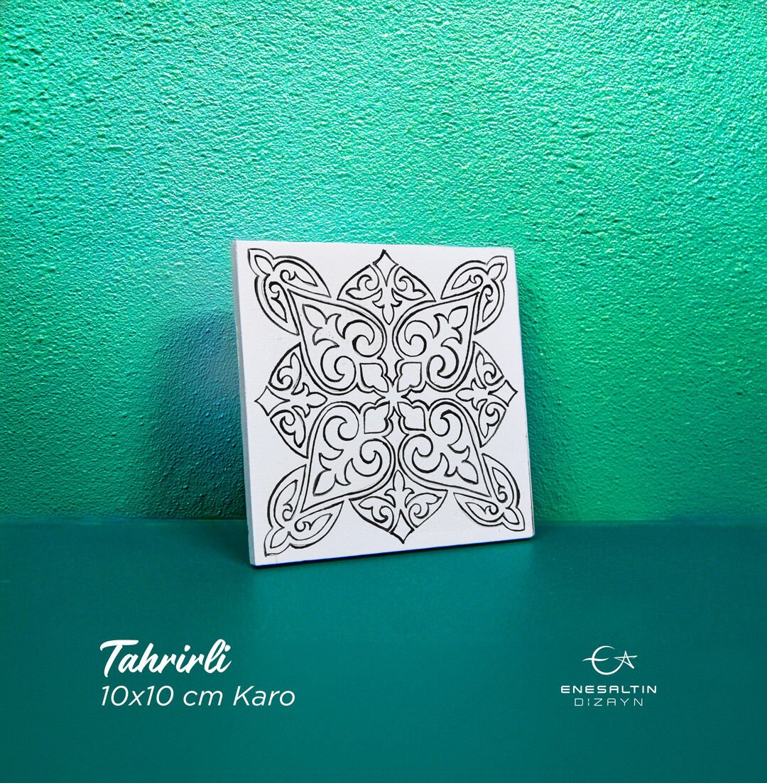 Tahrirli Ürün - Vintage Tarz (V-02) 10 x 10 cm Tahrirli Karo