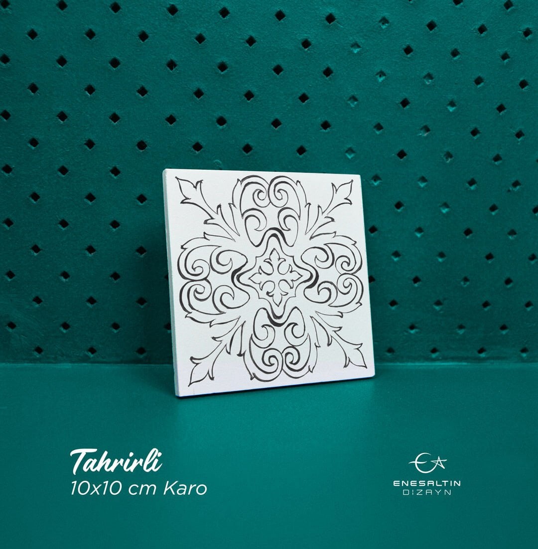 Tahrirli Ürün - Vintage Tarz (V-01) 10 x 10 cm Tahrirli Karo