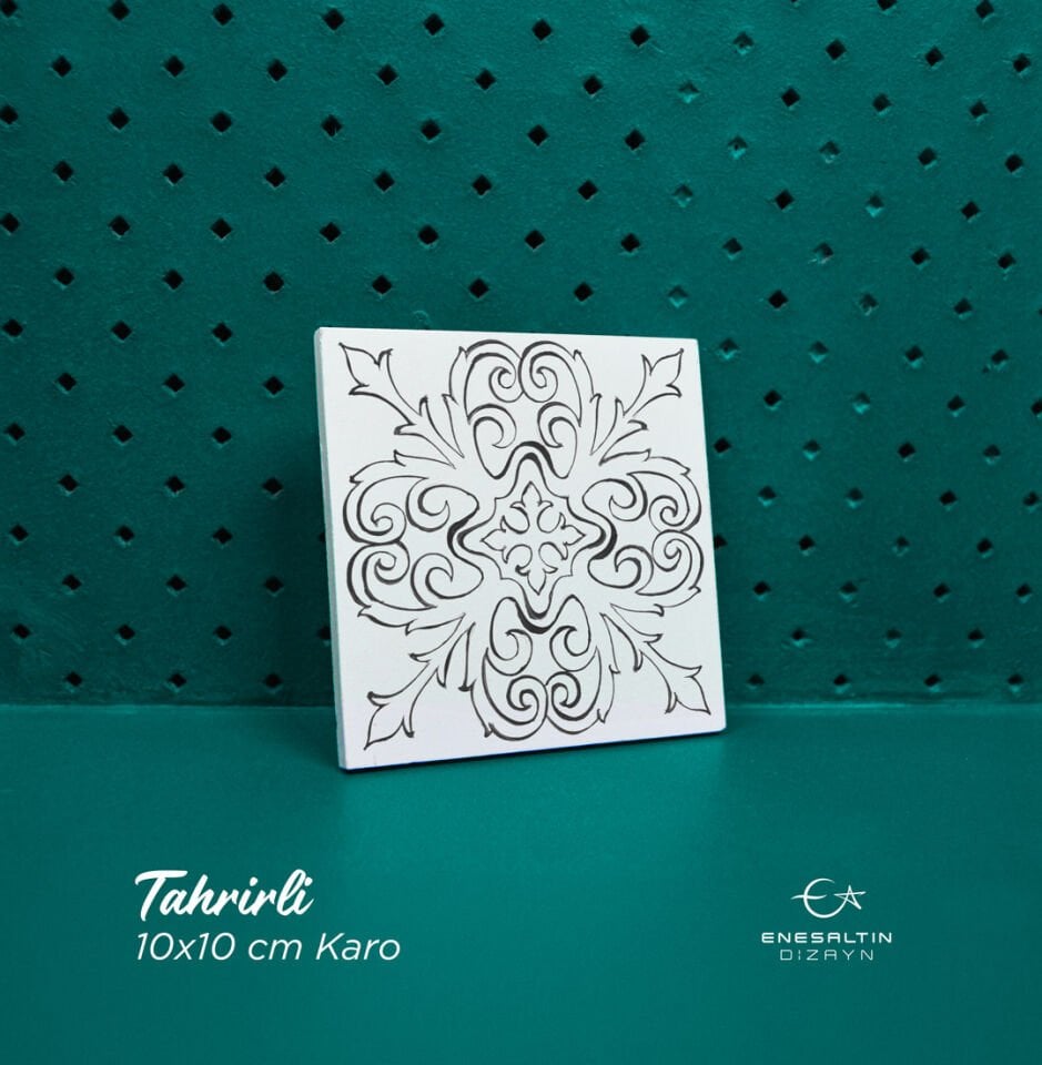 Tahrirli Ürün - Vintage Tarz (V-01) 10 x 10 cm Tahrirli Karo