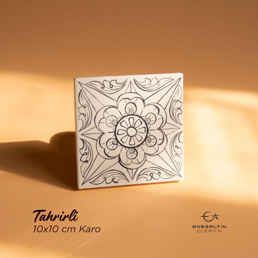 Tahrirli Ürün - Sicilya Tarzı Barok Yıldız Çiçeği 10 x 10 cm. Tahrirli Karo
