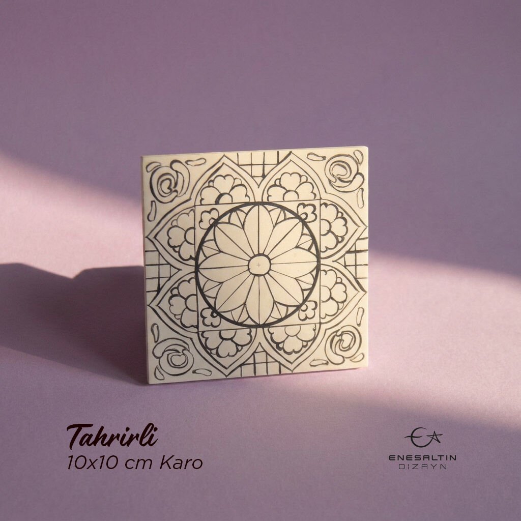 Tahrirli Ürün - Sicilya Tarzı Barok Yıldız Penç 10 x 10 cm. Tahrirli Karo