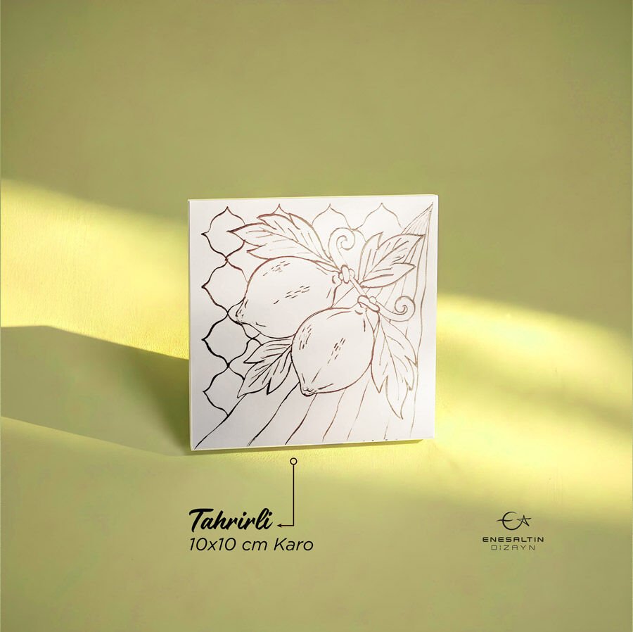 Tahrirli Ürün - Sicilya Tarzı Barok Limon Motifli 10 x 10 cm. Tahrirli Karo