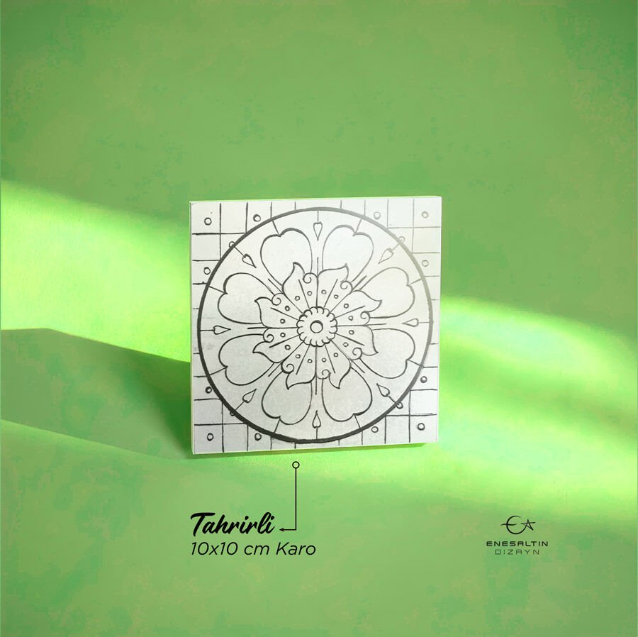 Tahrirli Ürün - Sicilya Tarzı Limon Çiçeği 10 x 10 cm. Tahrirli Karo