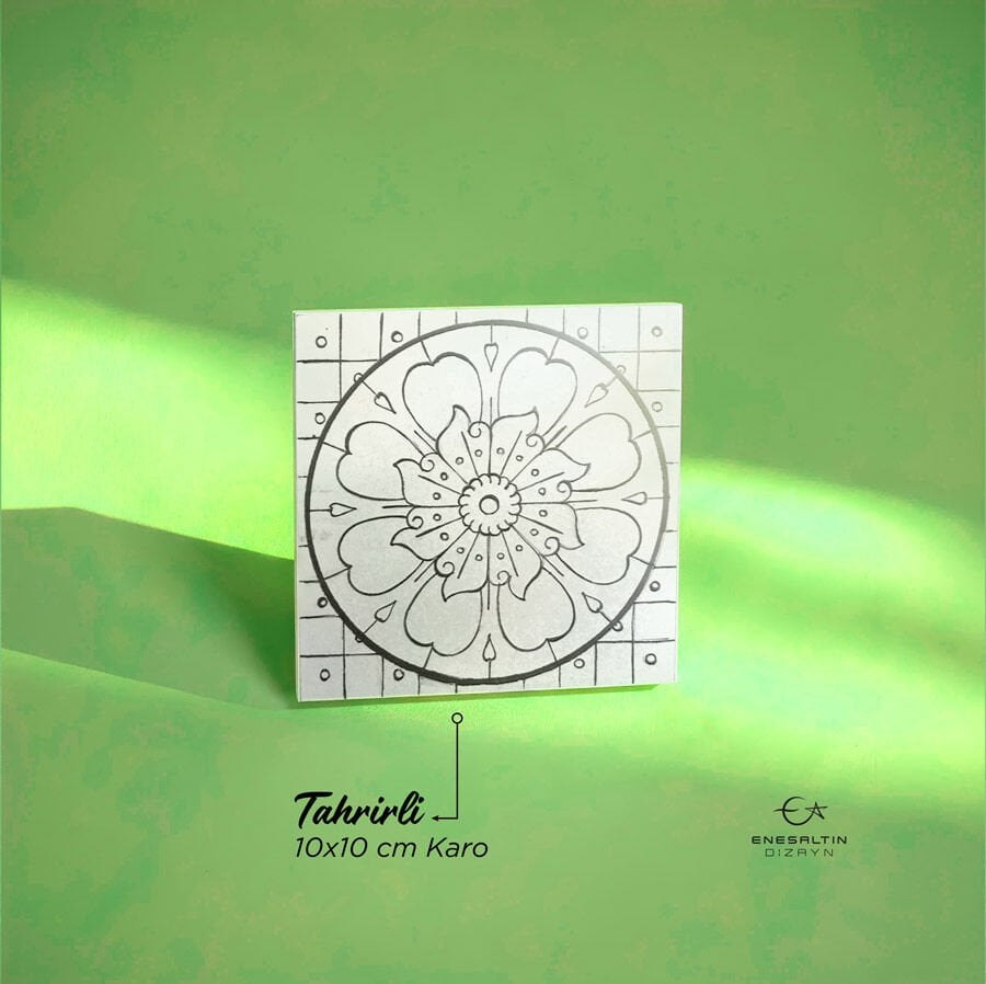 Tahrirli Ürün - Sicilya Tarzı Limon Çiçeği 10 x 10 cm. Tahrirli Karo