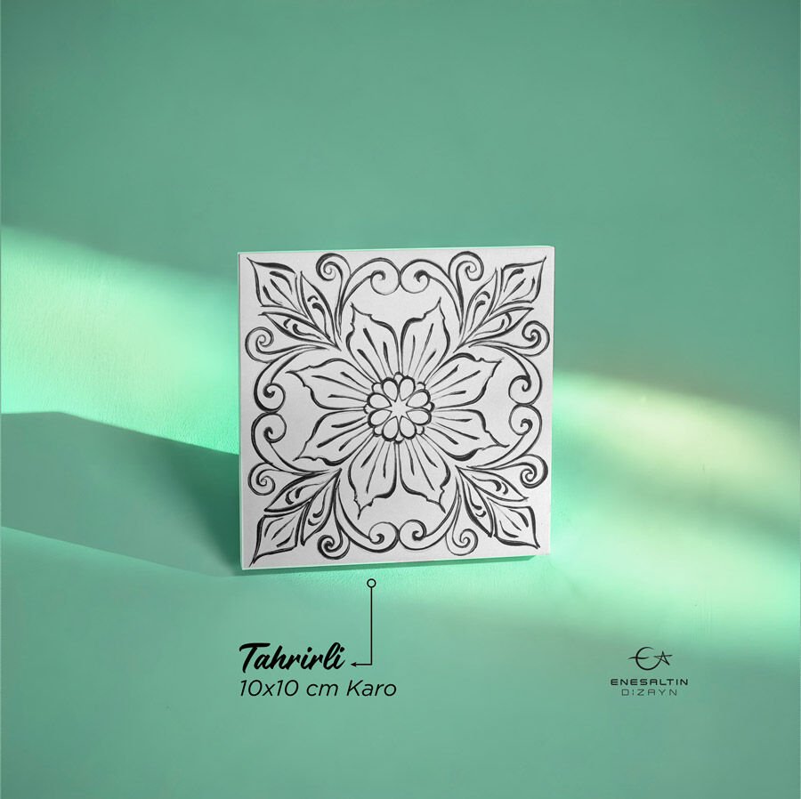 Tahrirli Ürün - Sicilya Tarzı Gotik Çiçek 10 x 10 cm. Tahrirli Karo