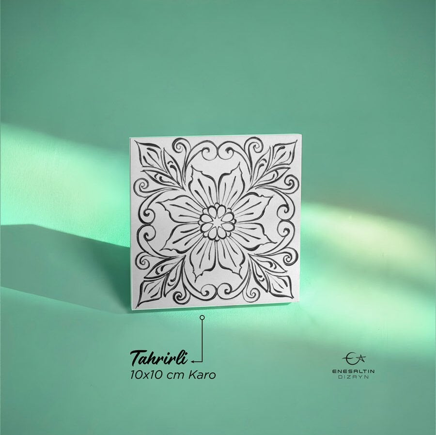 Tahrirli Ürün - Sicilya Tarzı Gotik Çiçek 10 x 10 cm. Tahrirli Karo