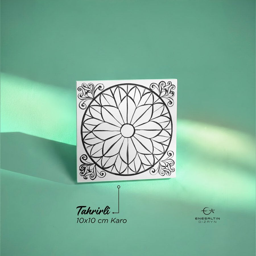 Tahrirli Ürün - Sicilya Tarzı Barok Yıldızı 10 x 10 cm. Tahrirli Karo