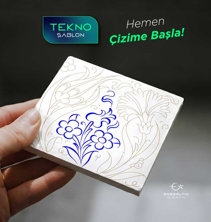 Tekno Şablon 10 x 10 cm. - (TSKÇ003) Klasik Çini Desenli Karo