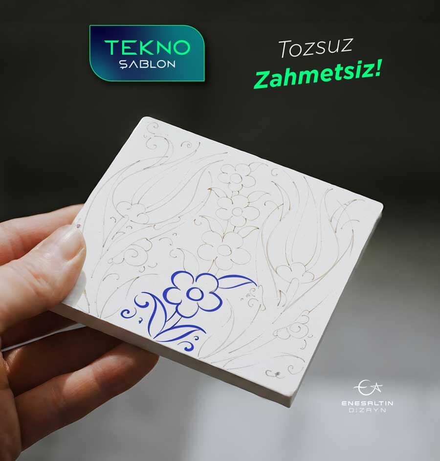 Tekno Şablon 10 x 10 cm. - (TSKÇ004) Klasik Çini Desenli Karo