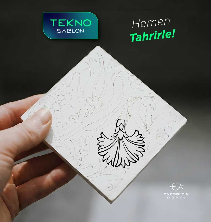 Tekno Şablon 10 x 10 cm. - (TSKÇ005) Klasik Çini Desenli Karo