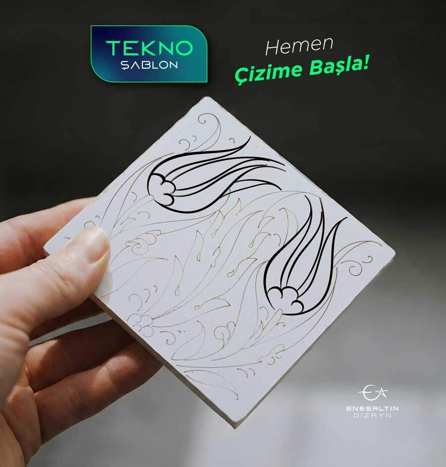 Tekno Şablon 10 x 10 cm. - (TSKÇ006) Klasik Çini Desenli Karo