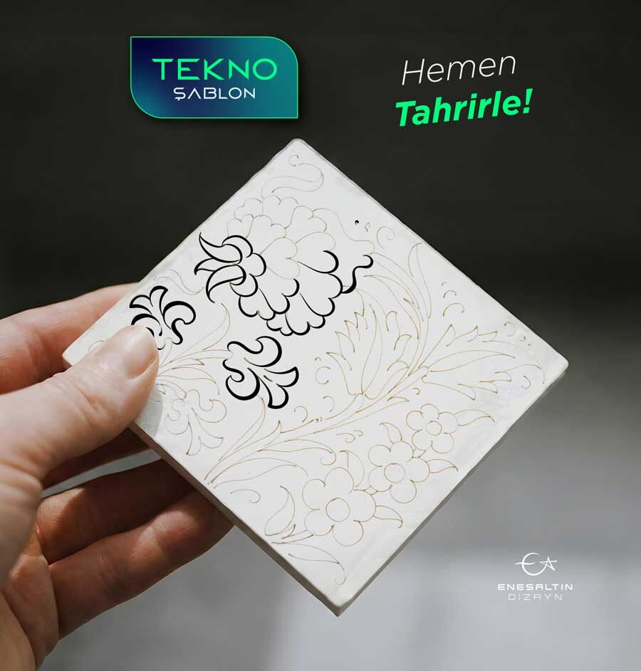 Tekno Şablon 10 x 10 cm. - (TSKÇ007) Klasik Çini Desenli Karo