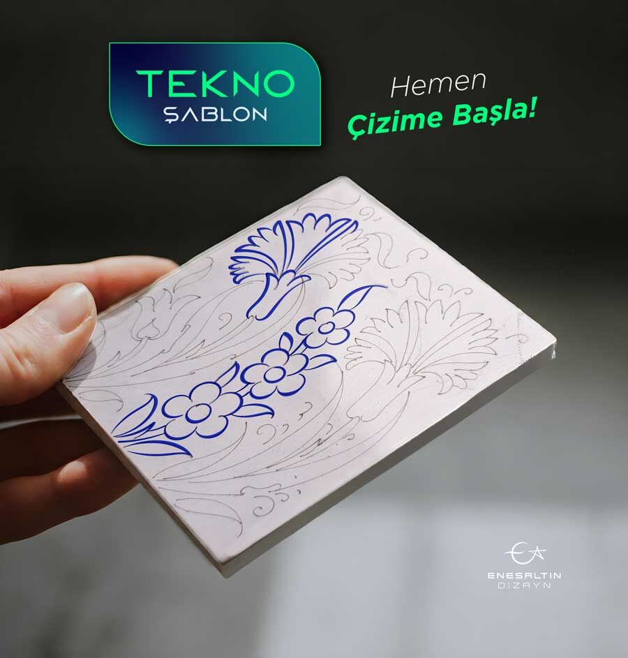 Tekno Şablon 10 x 10 cm. - (TSKÇ008) Klasik Çini Desenli Karo