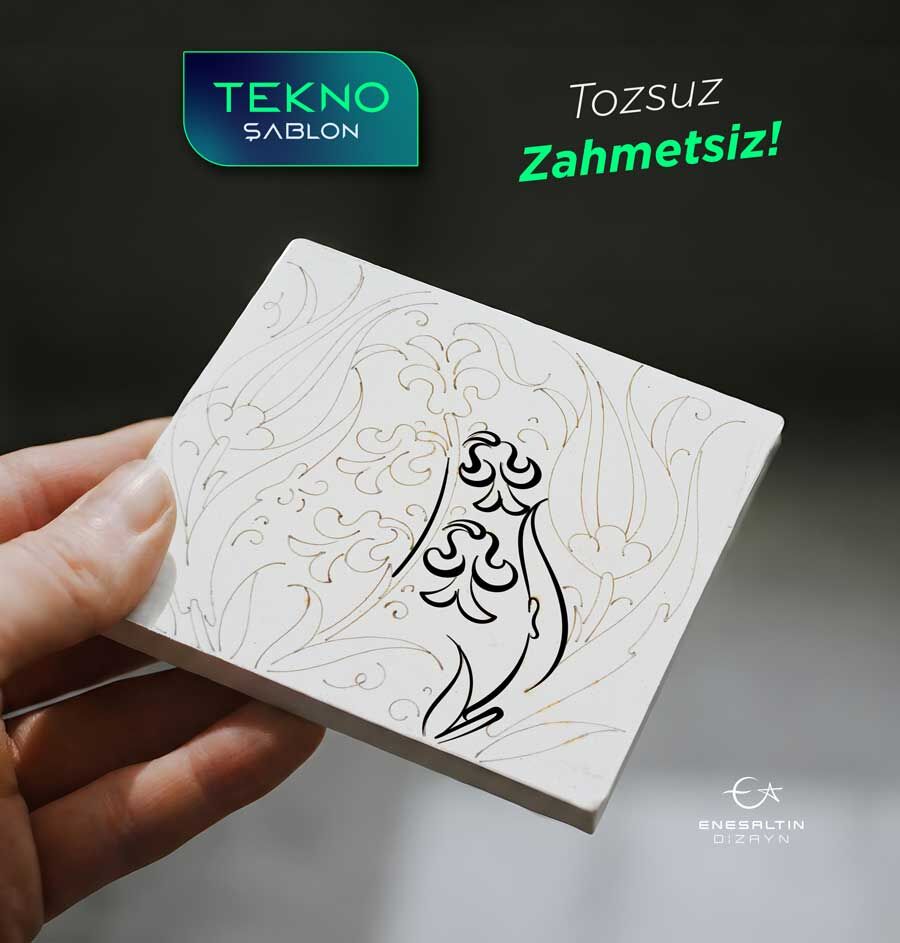 Tekno Şablon 10 x 10 cm. - (TSKÇ009) Klasik Çini Desenli Karo