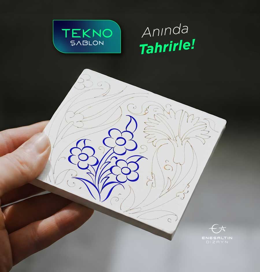 Tekno Şablon 10 x 10 cm. - (TSKÇ010) Klasik Çini Desenli Karo
