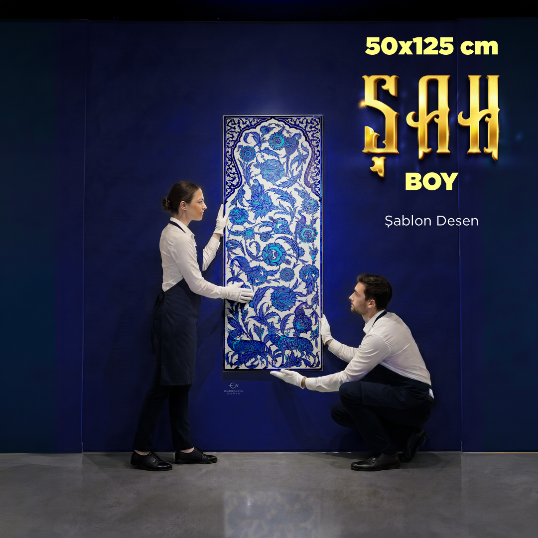 ŞAH BOY Şablon Desen 50 x 125 cm. - Baş Nakkaş Şah Kulu Saz Yolu Çini Pano Deseni