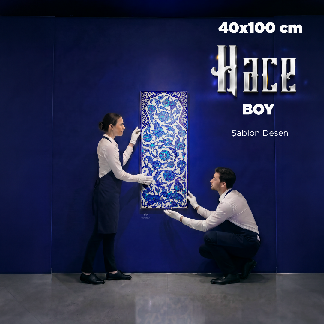 HACE BOY Şablon Desen 40 x 100 cm. - Baş Nakkaş Şah Kulu Saz Yolu Çini Pano Deseni