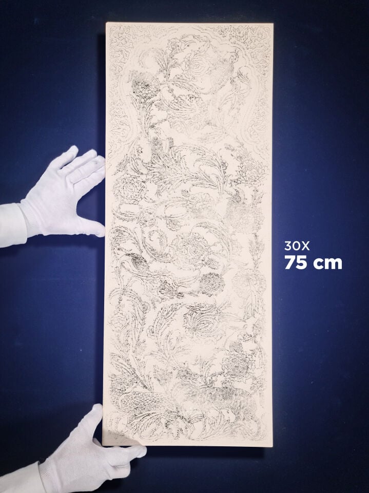 ÇERİ BOY Şablon Desen 30 x 75 cm. - Baş Nakkaş Şah Kulu Saz Yolu Çini Pano Deseni