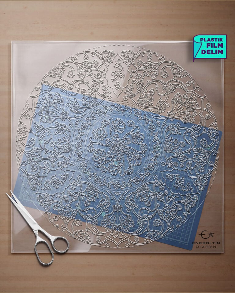Şablon Desen 40 cm -   Klasik Üçlü Lotus Rumi Ulama Çini Deseni