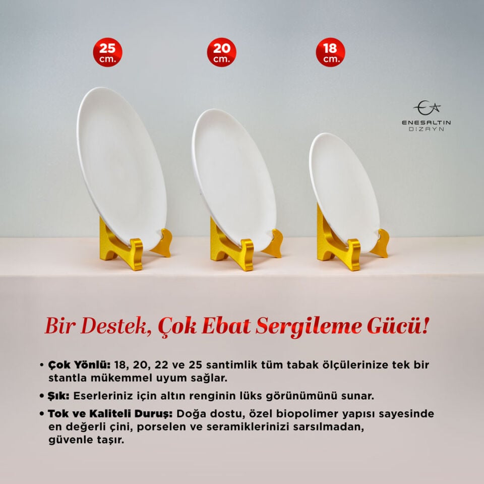 Küçük Boy Biopolimer Çini Tabak Ayağı, Teşhir Standı (18, 20, 22 ve 25 cm tabaklara uygundur.)