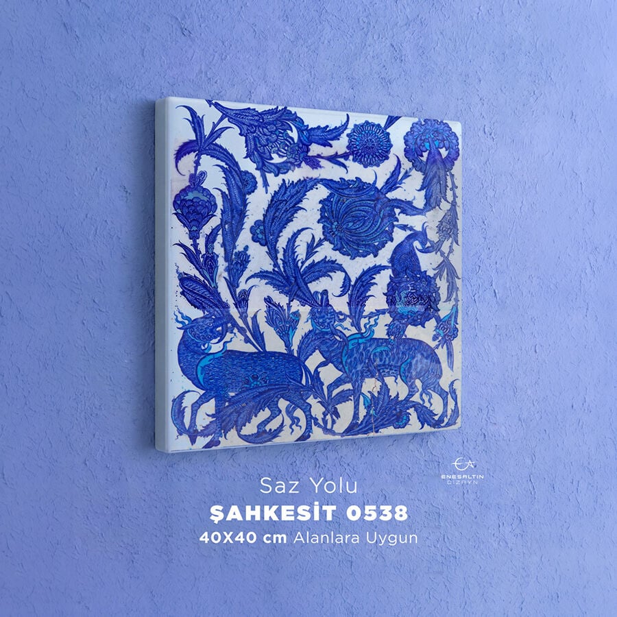 Şablon Desen 40x40 cm - ŞAHKESİT 0538 Şah Kulu Saz Yolu Çini Deseni