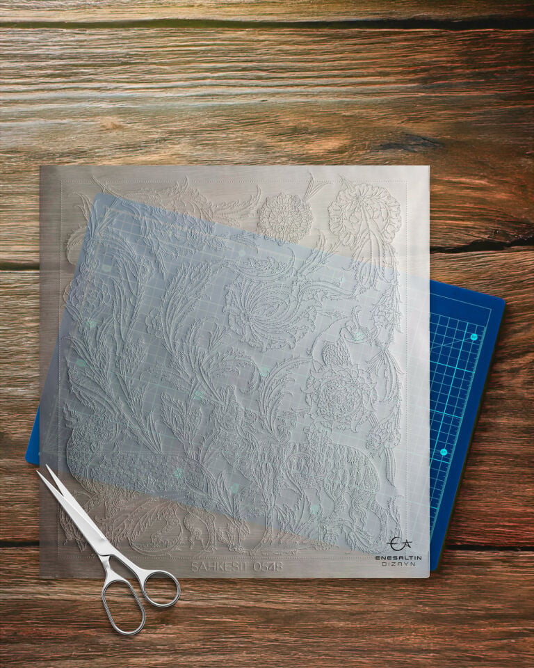 Şablon Desen 50x50 cm - ŞAHKESİT 0548 Şah Kulu Saz Yolu Çini Deseni